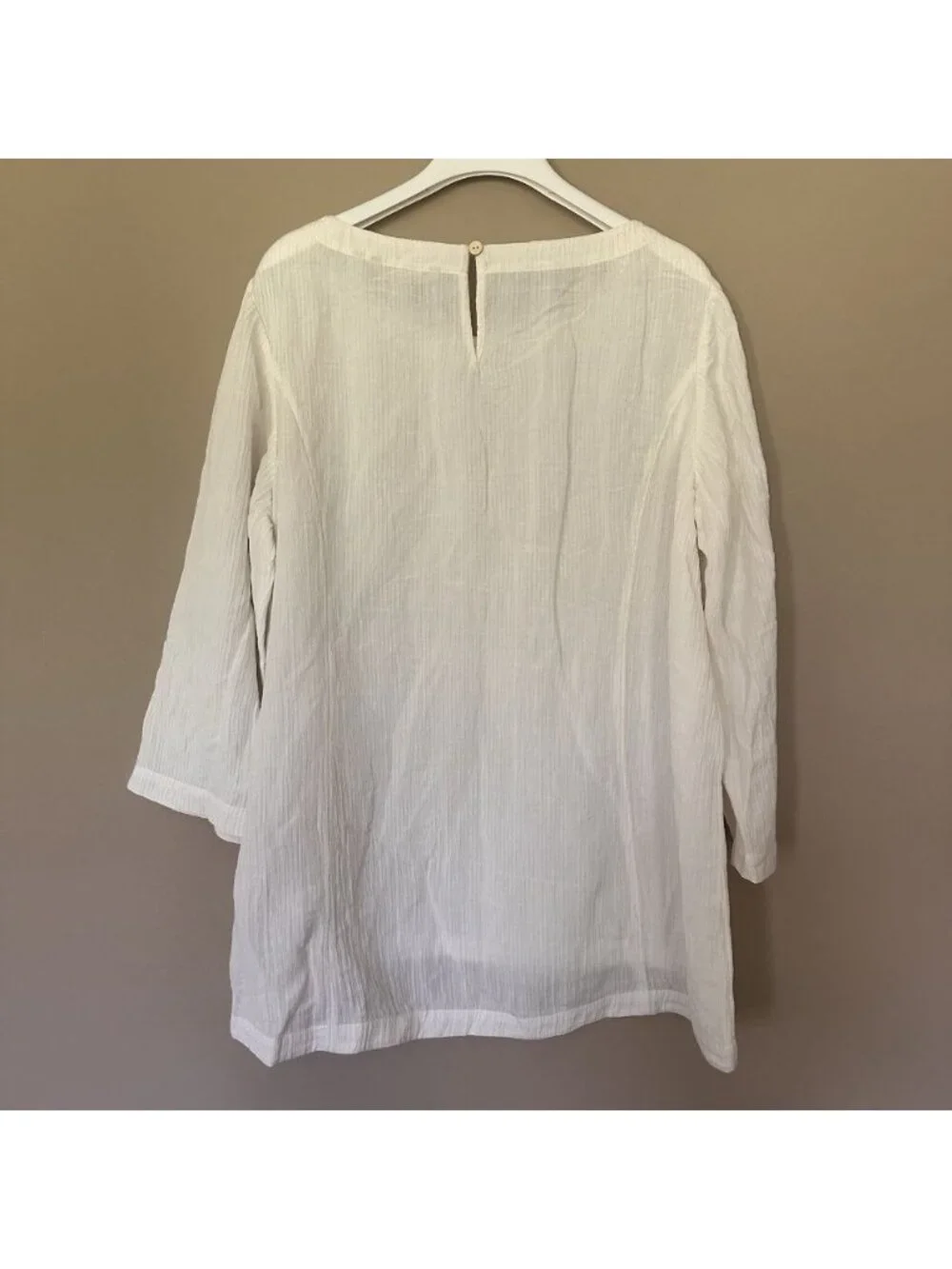 Soft Surroundings Gauzy Ivory White Top Women XL Tunic Length Lagenlook Long Sle - Picture 6 of 7